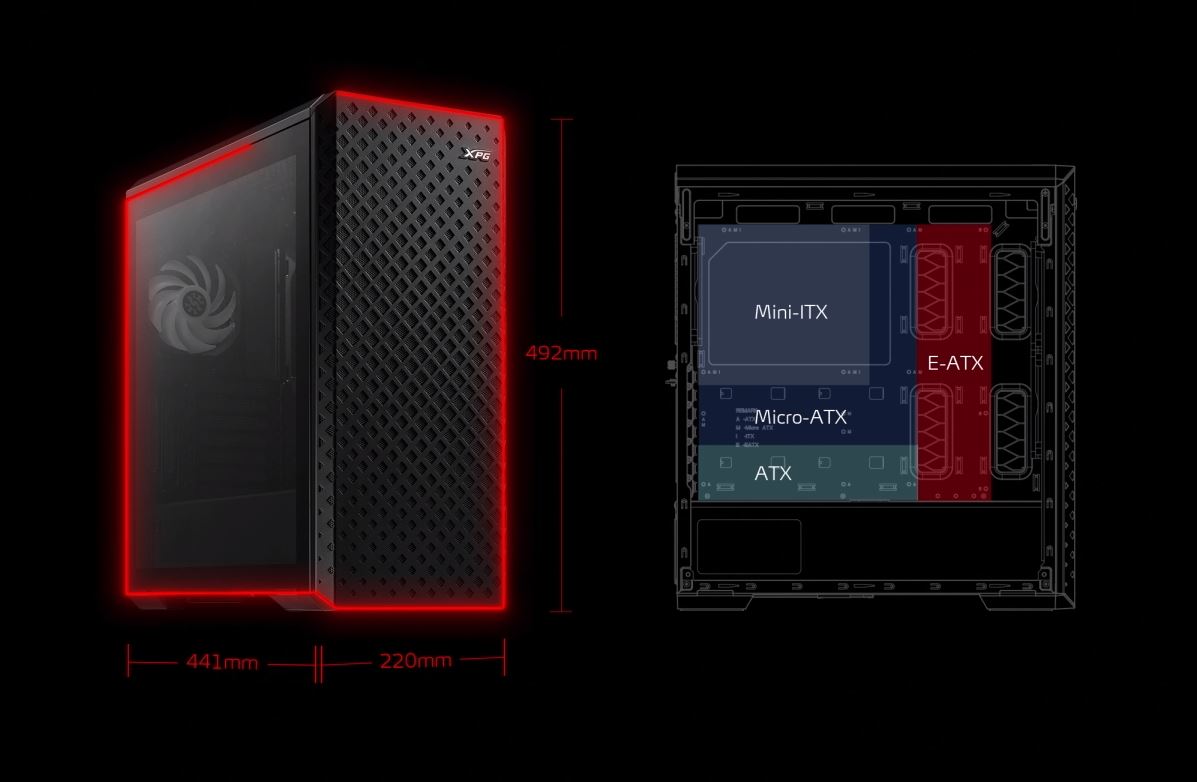 Vỏ Case ADATA XPG DEFENDER PRO BLACK  (Mid Tower/Màu Đen) hỗ trợ mainboard